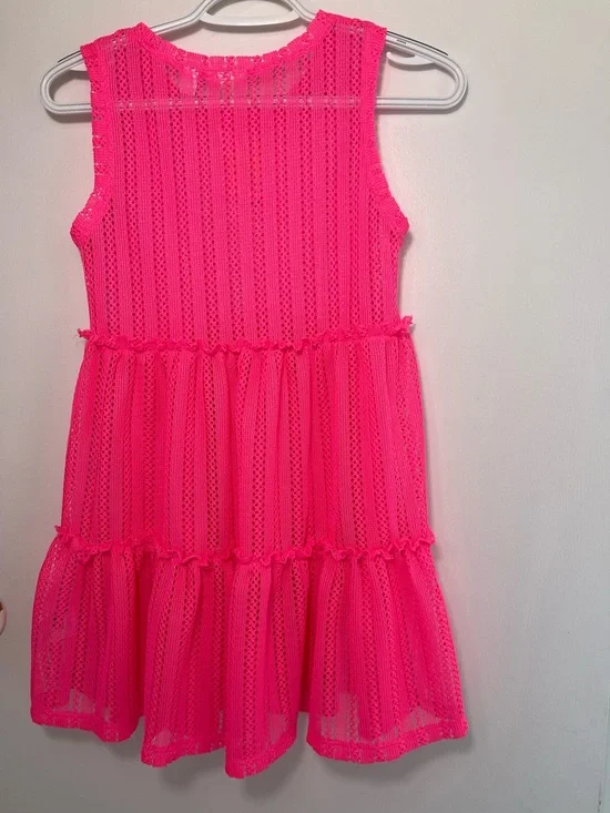 Epic Threads Girls Bright Neon Pink Sleeveless Tiered Eyelet Coverup size M NWT - Picture 5 of 7
